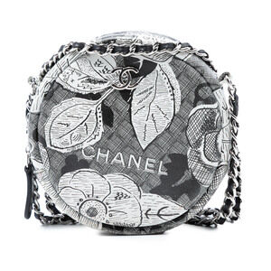 Pre-Loved Chanel CC Calfskin Floral Round Clutch on Chain